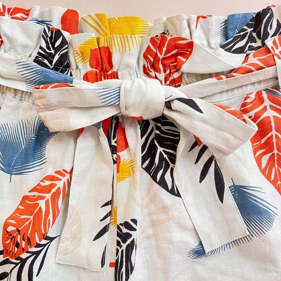 Liz Banks Limited Shorts Palm Leaves Tropical | Paper Bag Style Elastic Waist 2X - Picture 4 of 6